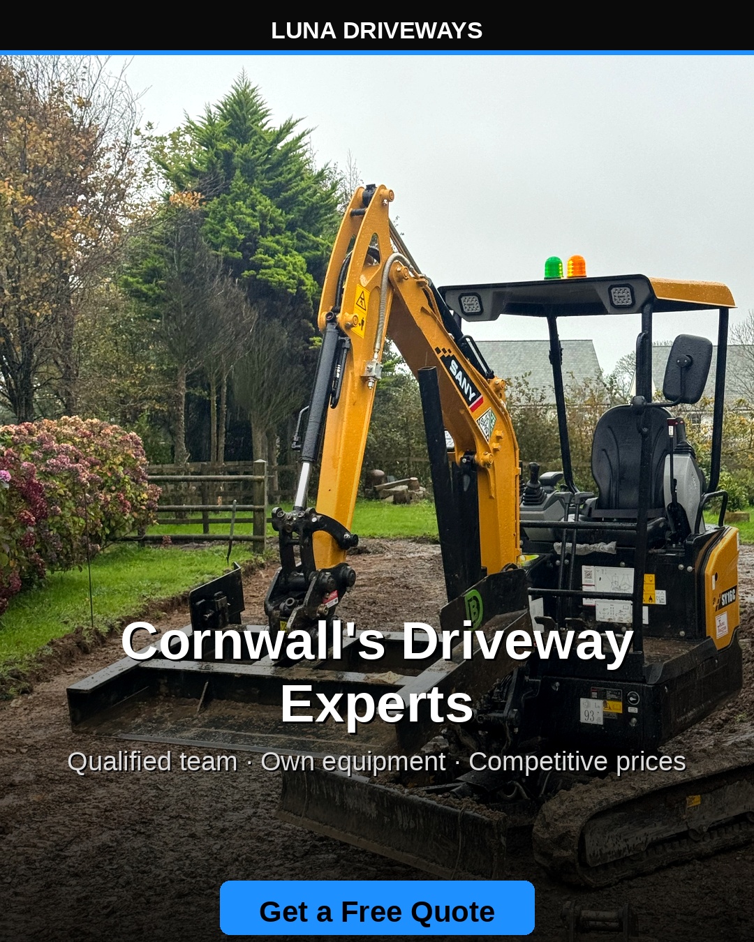Luna mini digger on a groundwork project