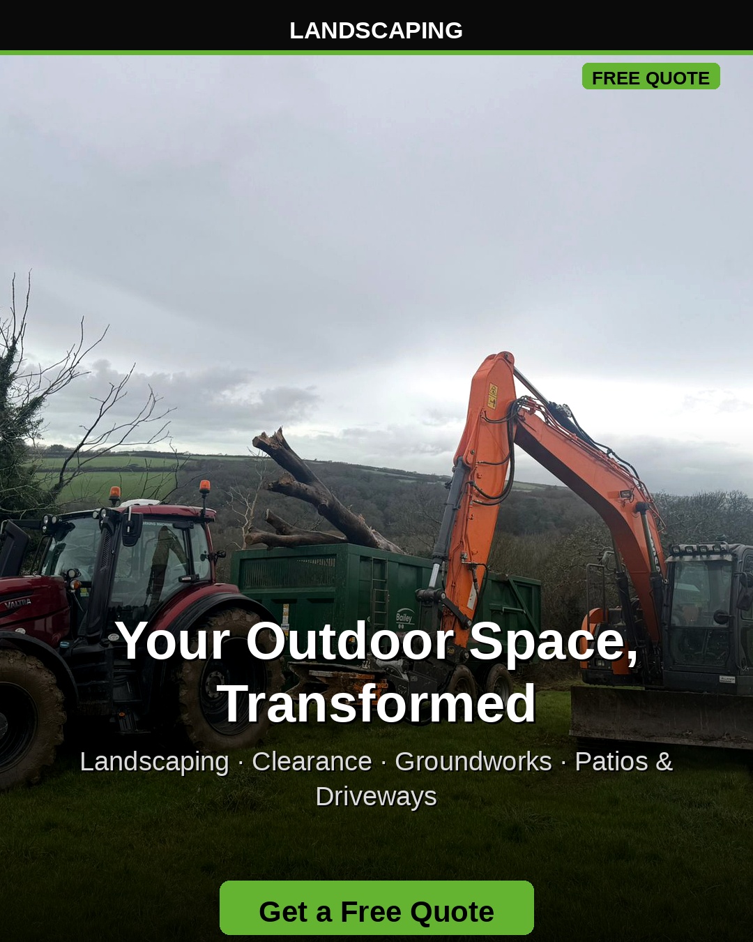 Luna excavator and tractor carrying out site clearance